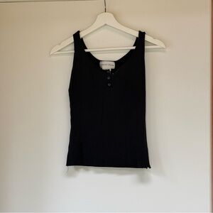 August Silk Black Fitted Sleeveless Tank Top
